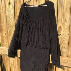 Black Long Sleeve Drape Dress